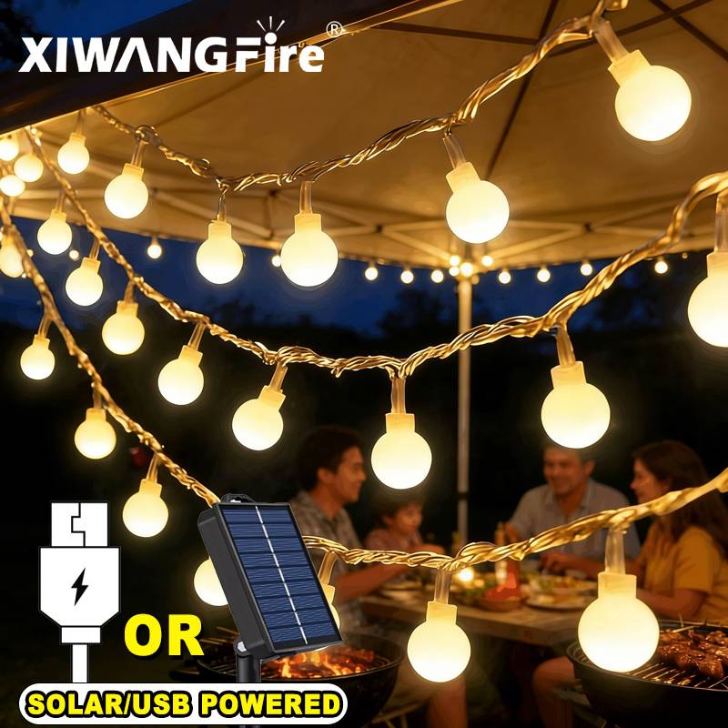 Outdoor Adventure Trips - Lampki solarne/USB/bateryjne, 3-10M, kule LED, wodoodporne,